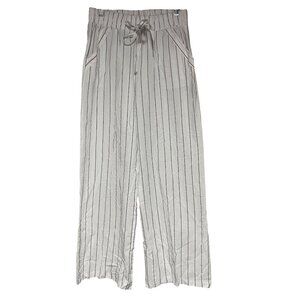 White & Black Striped Wide-Leg Pants By Sienna Sky Womens L  Cotton Blend